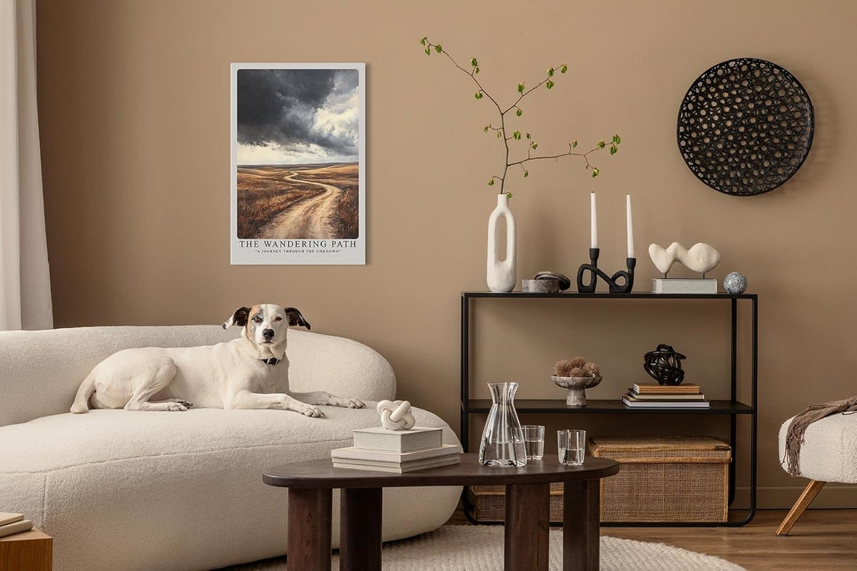 Paul Sinus Leinwandbild 40x60cm The Wandering Path – Malerischer Weg durch weite Landschaft unter dramatischem Himmel