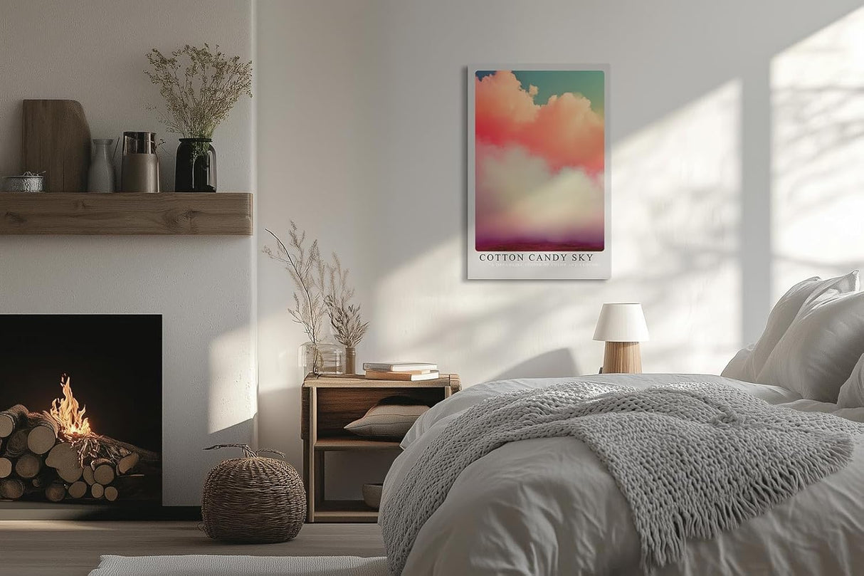 Paul Sinus Leinwandbild 80x120cm verträumte Wolkenformation in leuchtenden Pastelltönen, faszinierende Wandkunst mit surrealem Farbverlauf