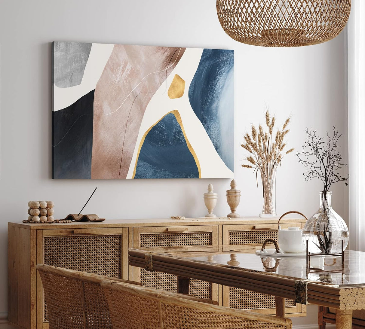 Paul Sinus Wandbild 120x80cm Abstrakt Dekorativ Blau Kunstvoll Modern