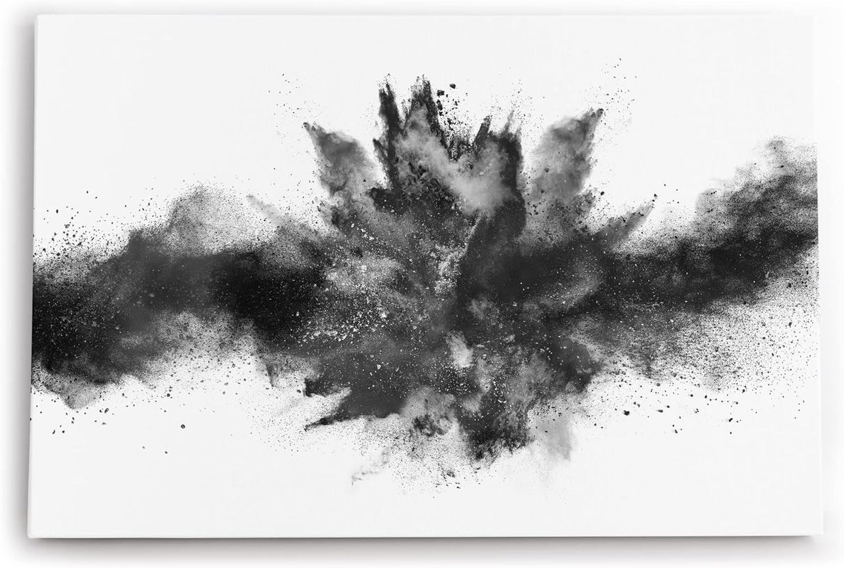Paul Sinus Wandbild 120x80cm Abstrakt schwarzes Pulver Modern Schwarz Weiß