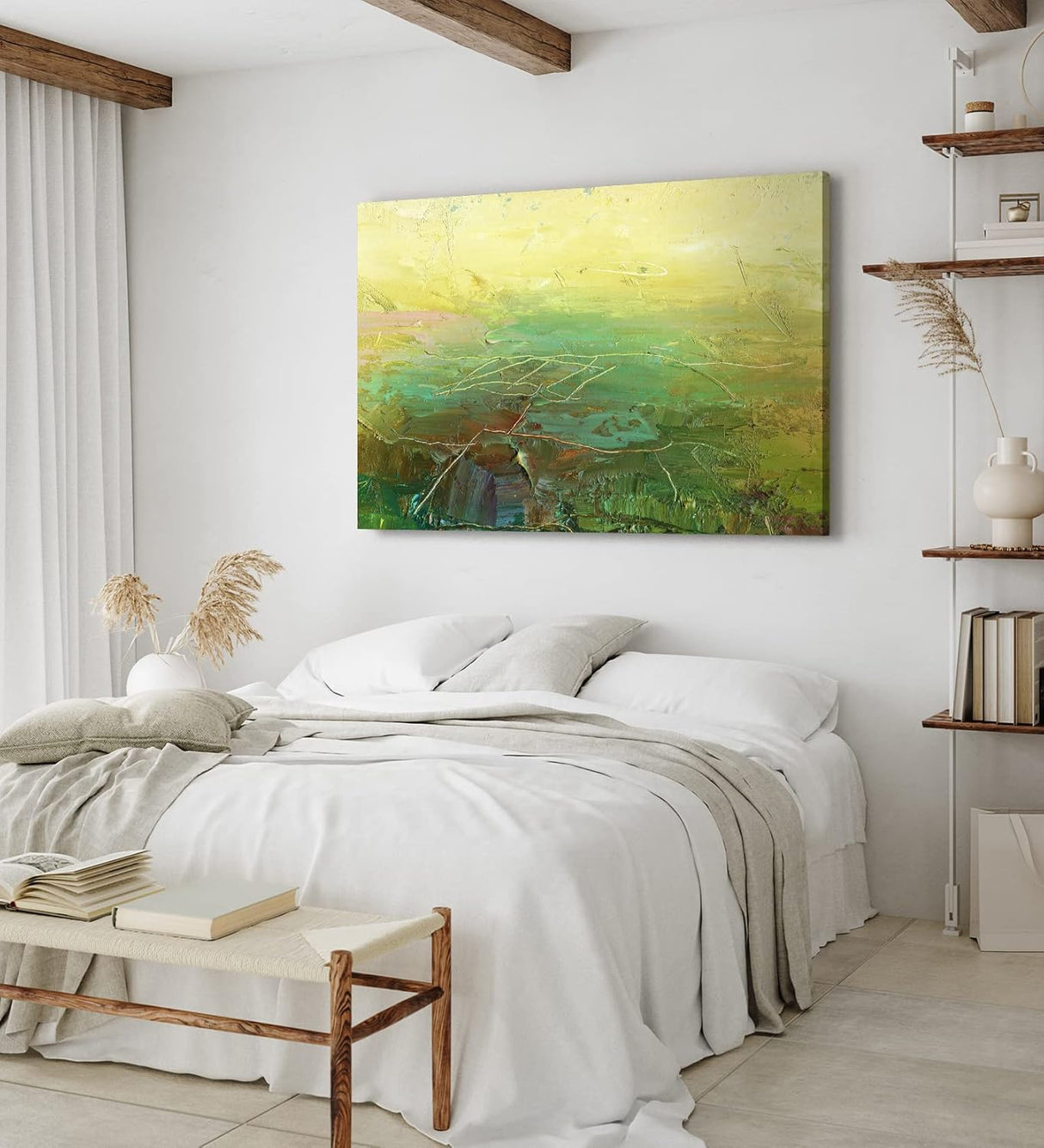 Paul Sinus Wandbild 120x80cm Abstrakte Farben Grün Spachtel Modern Struktur