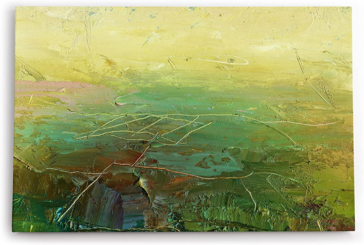 Paul Sinus Wandbild 120x80cm Abstrakte Farben Grün Spachtel Modern Struktur