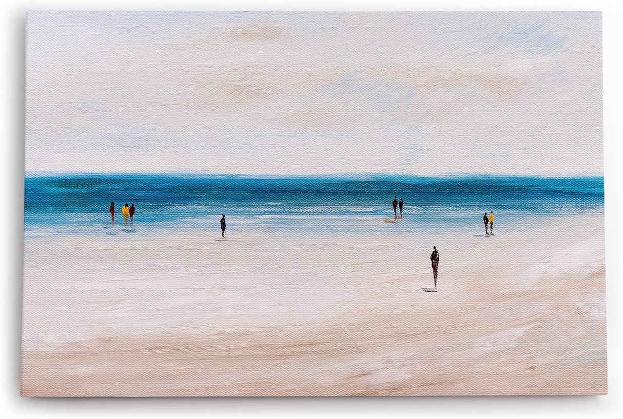 Paul Sinus Wandbild 120x80cm Abstrakter Strand Meer Horizont Kunstvoll Blau Beige