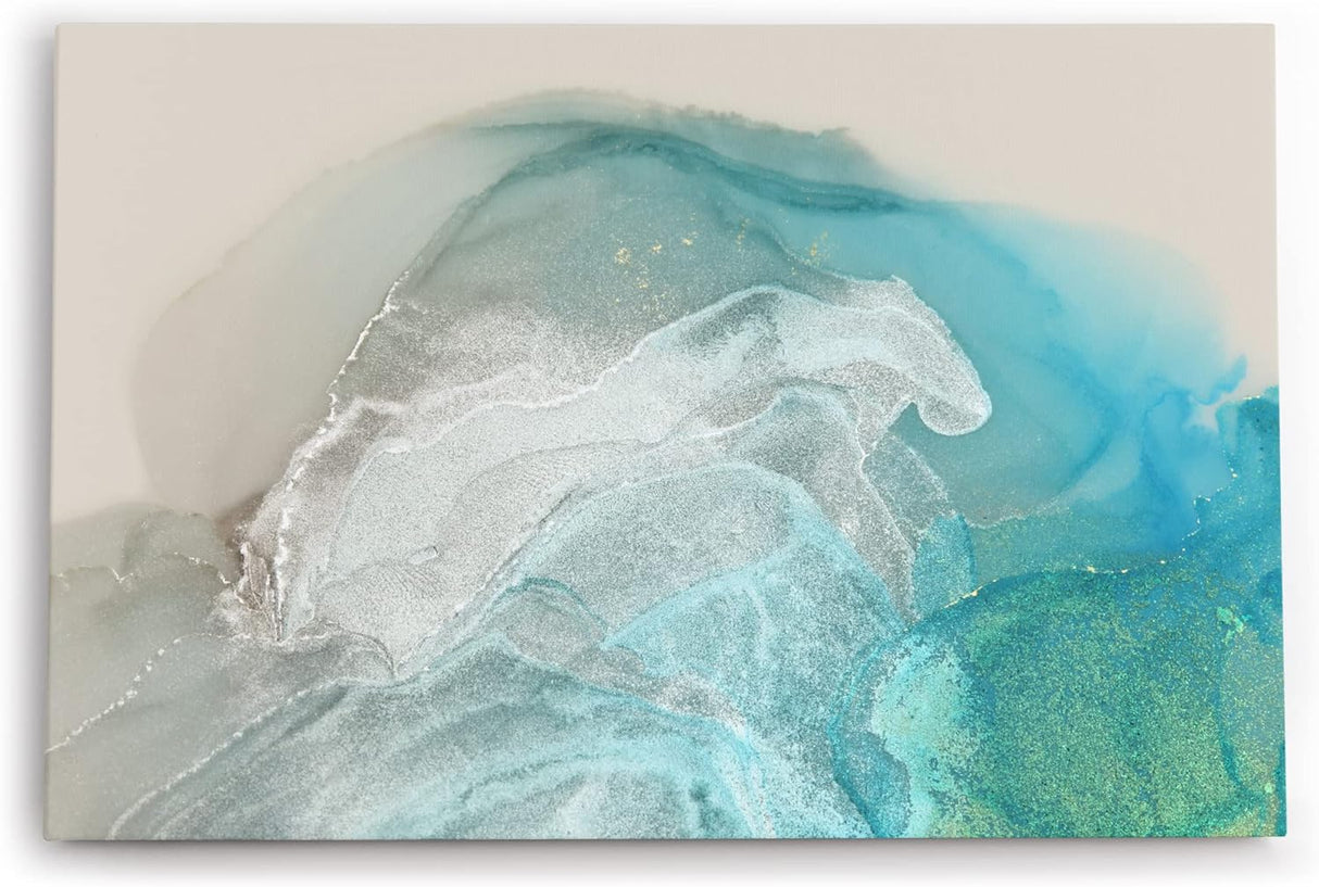 Paul Sinus Wandbild 120x80cm Abstraktes Bild Türkis Hellblau fließende Farben