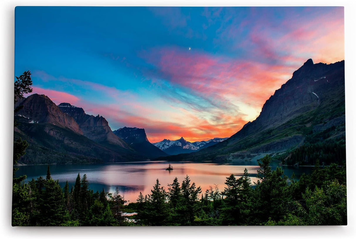 Paul Sinus Wandbild 120x80cm Alpen Alpensee Abends Sonnenuntergang Natur Berge