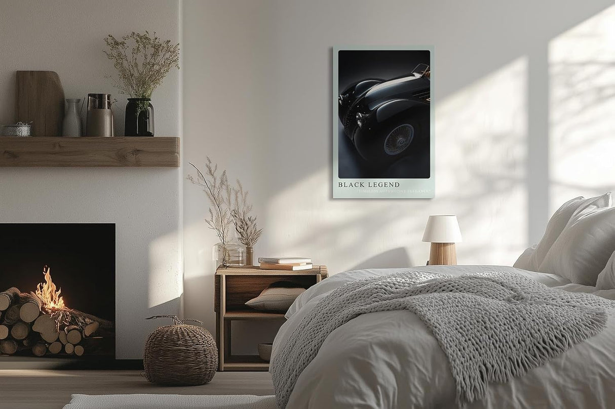 Paul Sinus Leinwandbild 80x120cm Leinwandbild Black Legend klassische Automobilkunst zeitlose Eleganz glänzende Perfektion stilvolle Ästhetik Luxusauto