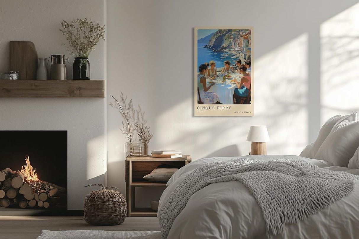Paul Sinus Leinwandbild 60x90cm Leinwandbild Cinque Terre Italien mediterrane Küstenlandschaft malerische Dörfer Sommerstimmung Meeresblick