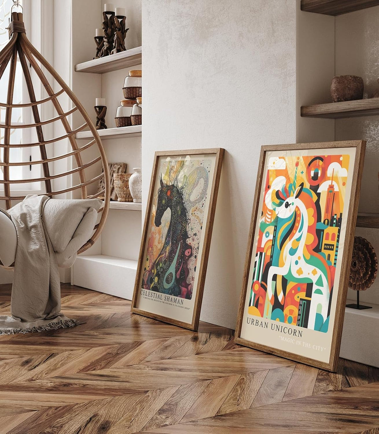 Paul Sinus Leinwandbild 60x90cm Leinwandbild Urban Unicorn magische Stadtfarben verspielte Fantasie moderne Pop-Art lebendige Ästhetik abstrakte Metropole