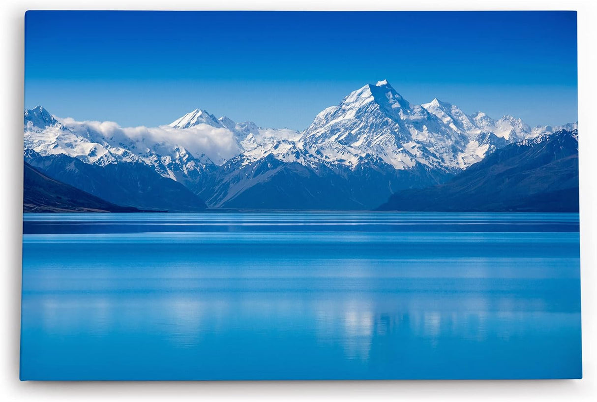 Paul Sinus Wandbild 120x80cm Berge Bergsee Alaska Schnee Blau Schneegipfel See