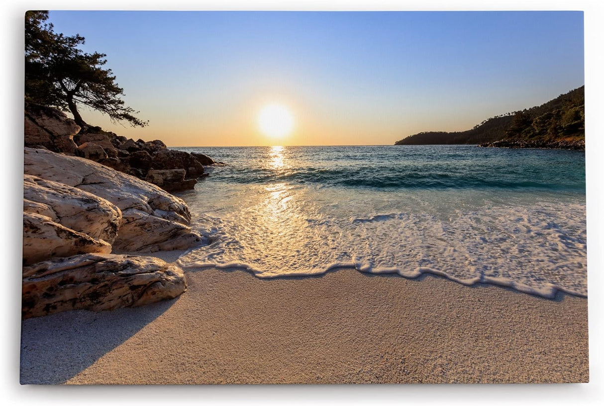 Paul Sinus Wandbild 120x80cm Bucht Strand Sonnenuntergang Meer Horizont