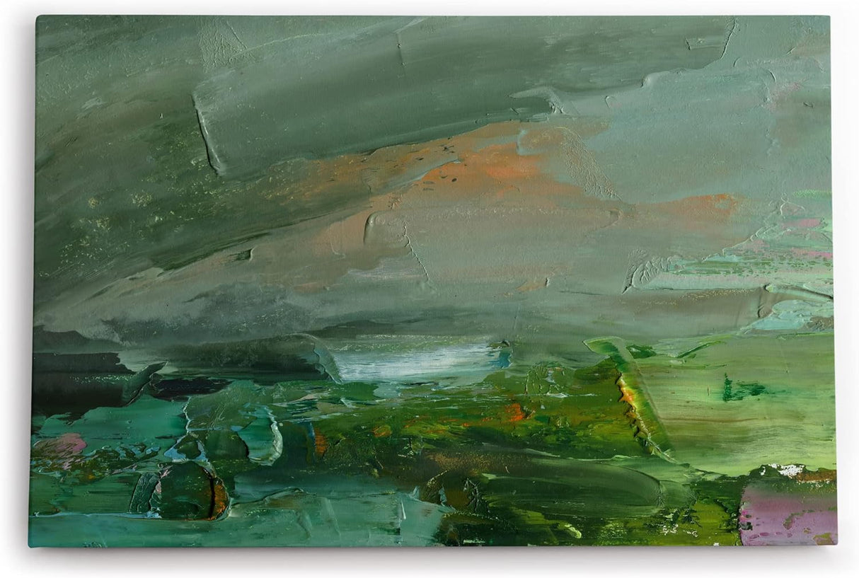 Paul Sinus Wandbild 120x80cm Grüne Farben Abstrakt Kunstvoll Spachtelstruktur Modern