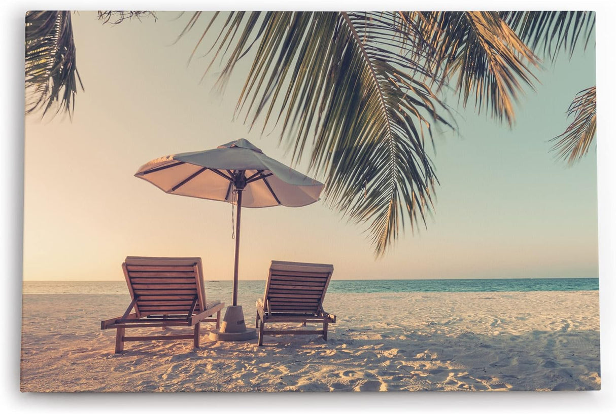 Wandbild 120x80cm Traumstrand Strand Meer Palme Sommer Urlaub
