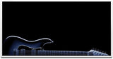 Gitarre in schwarz ca. 130x70cm Wandbild inklusive Schattenfugenrahmen weiss - Panorama Leinwand Bild XXL Format Wandbilder Wohnzimmer Wohnung Deko Kunstdrucke