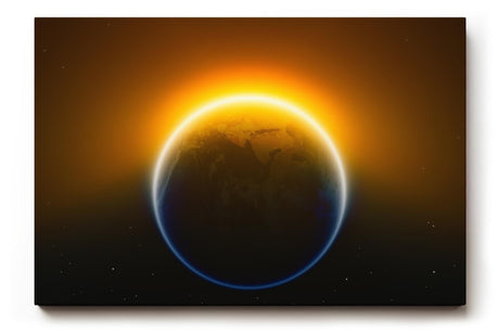 Sinus Art Wandbild 120x80cm Die aufgehende Sonne hinter der Erde erzeugt ein imposantes Lichtspiel im All