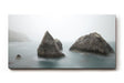 Sinus Art Wandbild 120x80cm Geheimnisvolle Küstenstimmung mit Felsformationen in nebelverhüllter See