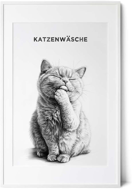 Paul Sinus Poster/Leinwandbild/Rahmenoption Lustiges Katzenbild – Witzige Klo-Deko fürs Badezimmer – Perfekt fürs Gäste-WC
