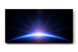 Sinus Art Wandbild 120x80cm Atemberaubendes Weltraumbild mit Lichtstrahlen über dem Planetenrand