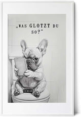 Paul Sinus Poster/Leinwandbild/Rahmenoption Lustiges Hundebild – Freche Klo-Deko fürs Gäste-WC – Perfekt für Humorvolle
