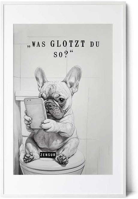 Paul Sinus Poster/Leinwandbild/Rahmenoption Lustiges Hundebild – Freche Klo-Deko fürs Gäste-WC – Perfekt für Humorvolle