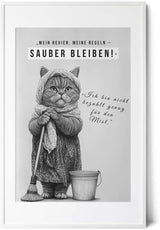 Paul Sinus Poster/Leinwandbild/Rahmenoption Lustiges Katzenbild – Freche Klo-Deko für dein Gäste-WC – Perfekt für saubere Ordnung