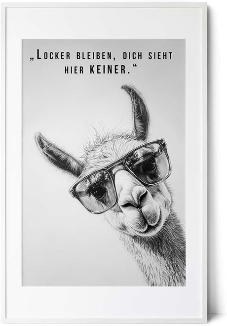 Paul Sinus Poster/Leinwandbild/Rahmenoption Lustiges Lamabild – Coole Klo-Deko fürs Gäste-WC – Perfekt für Humorvolle