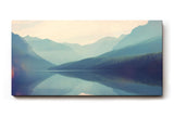 Sinus Art Wandbild 120x80cm Sanfte Pastellfarben treffen auf spiegelglatten See mit Bergpanorama
