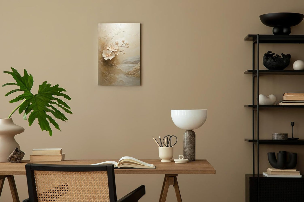 Paul Sinus 60x90cm Wandbild Magie der Blüte am See – Verträumte Landschaftskunst mit floraler Eleganz Blume