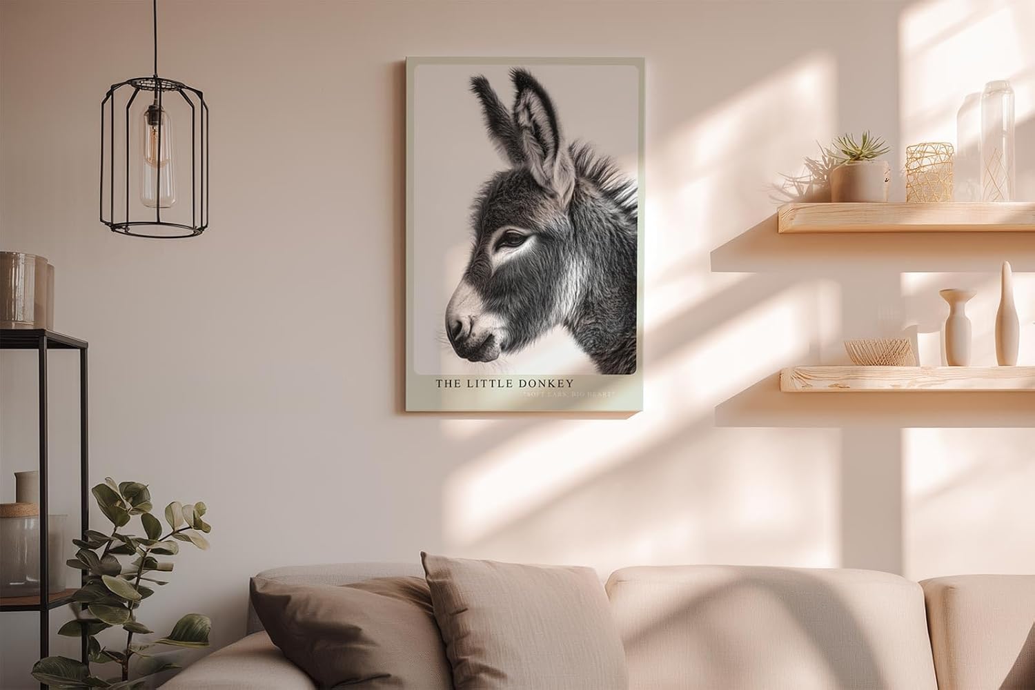 Paul Sinus Wandbild in 40x60cm The Little Donkey Nahaufnahme eines Esels in Schwarz-Weiß mit feiner Detailzeichnung