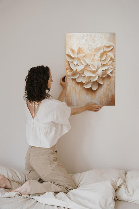 Paul Sinus 60x90cm Wandbild Herz aus Blütenblättern – Emotionale Wanddekoration mit natürlicher Blume