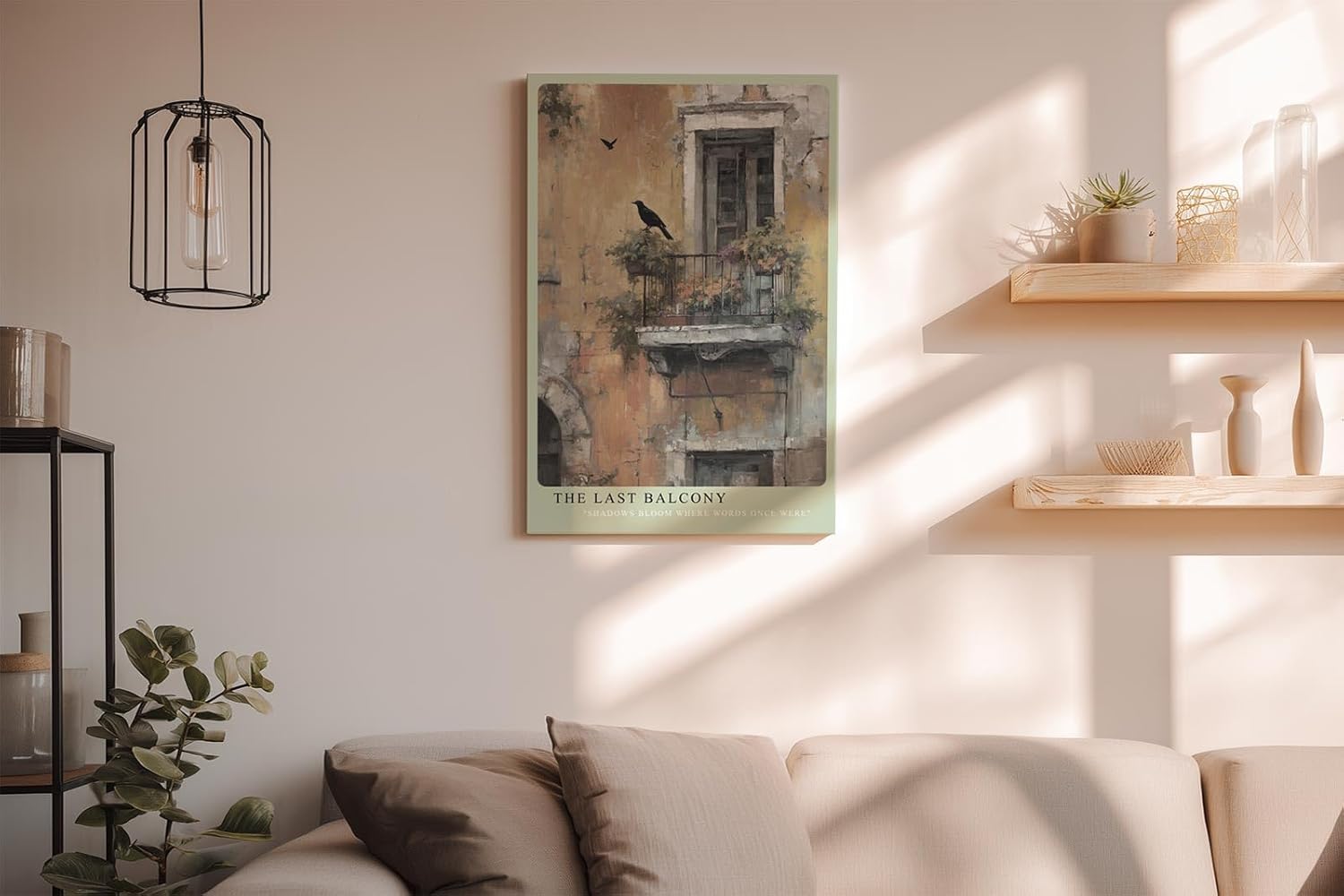 Paul Sinus Wandbild in 40x60cm The Last Balcony – Romantische, gealterte Hausfassade mit verwittertem Balkon und nostalgischem Charme in gedämpften Farben