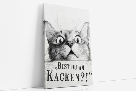 Paul Sinus Poster/Leinwandbild/Rahmenoption Lustiges Katzenbild – Freche Klo-Deko fürs Gäste-WC – Perfekt für Humorvolle