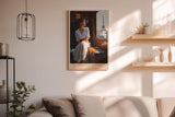 Paul Sinus Wandbild in 40x60cm A Rendezvous in Paris – Frau im Zug mit Blick auf den Eiffelturm, romantische Stadtszene im warmen Licht
