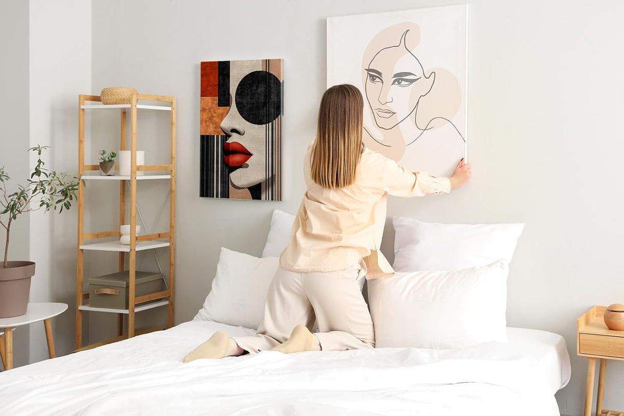 Paul Sinus 60x90cm Wandbild Urban Glamour – Abstraktes Frauenporträt in kraftvoller Form auf Leinwand Holzrahmen