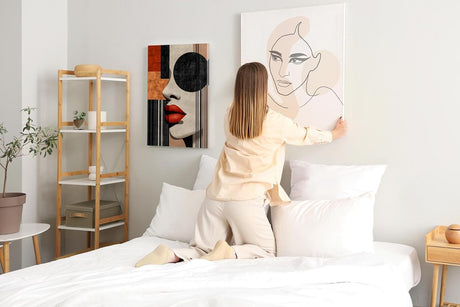 Paul Sinus 60x90cm Wandbild Urban Glamour – Abstraktes Frauenporträt in kraftvoller Form auf Leinwand Holzrahmen