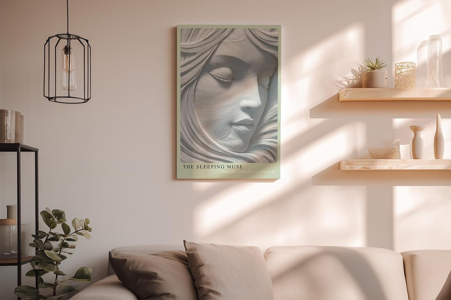 Paul Sinus Wandbild in 40x60cm The Sleeping Muse – Elegante Darstellung eines in feinen Linien gearbeiteten weiblichen Gesichts in sanfter Ruhe