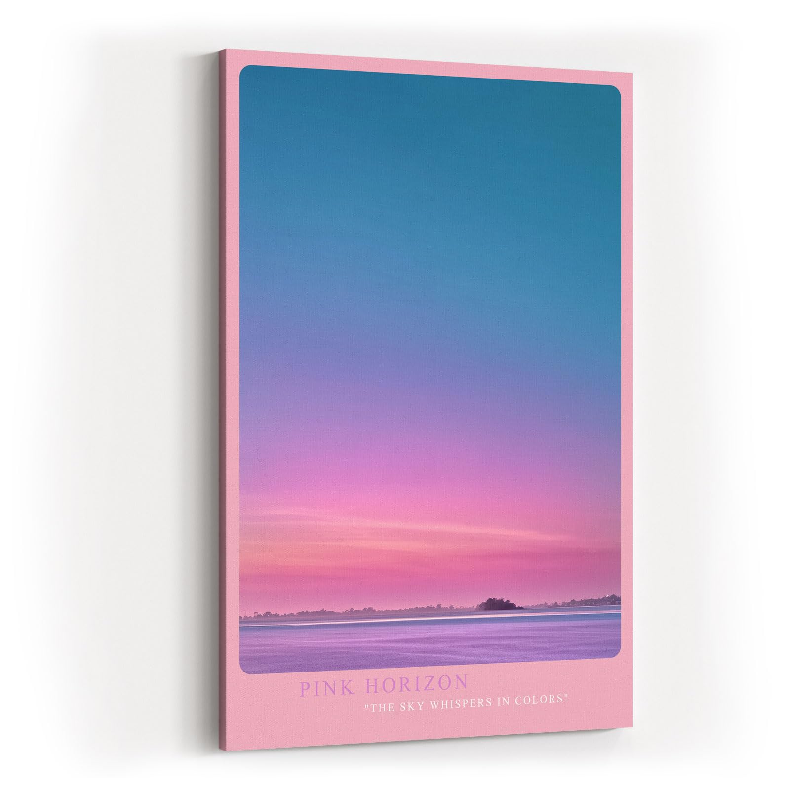 Paul Sinus Wandbild in 40x60cm Pink Horizon mit farbintensivem Sonnenaufgangshimmel in Pinkund Blautönen für moderne Wandgestaltung