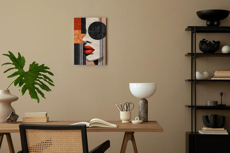 Paul Sinus 60x90cm Wandbild Urban Glamour – Abstraktes Frauenporträt in kraftvoller Form auf Leinwand Holzrahmen