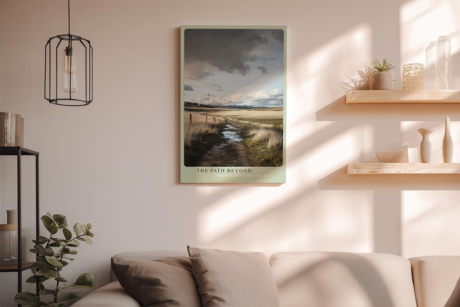 Paul Sinus Wandbild in 40x60cm weiter Feldweg unter wechselndem Himmel – atmosphärisches Landschaftsmotiv für natürliche Raumakzente