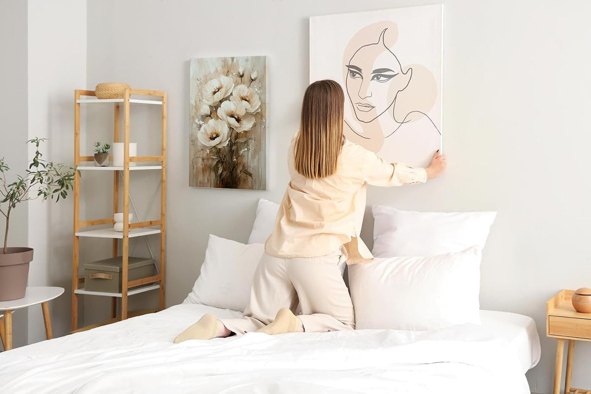 Paul Sinus 60x90cm Wandbild Blütenzauber in Beige – Exklusive Wohnkunst mit natürlicher Schönheit Blume
