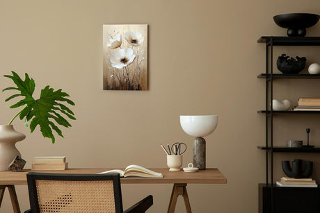 Paul Sinus 60x90cm Wandbild Anemonen in Beige Braun – Eindrucksvolle Wandpoesie mit stilvoller Blume