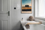 Paul Sinus Leinwandbild 80x120cm Toskana – Sanfte Hügellandschaft mit Zypressen im warmen Licht eines mediterranen Sonnenuntergangs