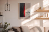 Paul Sinus Wandbild in 40x60cm The Red Border – Abstrakte Komposition mit starkem Hell-Dunkel-Kontrast und rotem Akzentstreifen
