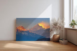 Sinus Art Wandbild 120x80cm Strahlende Bergspitzen in warmem Licht mit magischer Atmosphäre