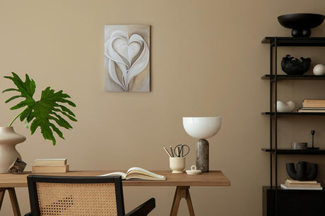 Paul Sinus 60x90cm Wandbild Herzblätter in Beige – Sanfte Formen mit moderner floraler Eleganz Blume