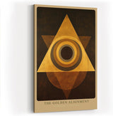 Paul Sinus Wandbild in 40x60cm The Golden Alignment Abstrakte Geometrie in Gold und Braun mit harmonischer Symmetrie und meditativer Tiefe
