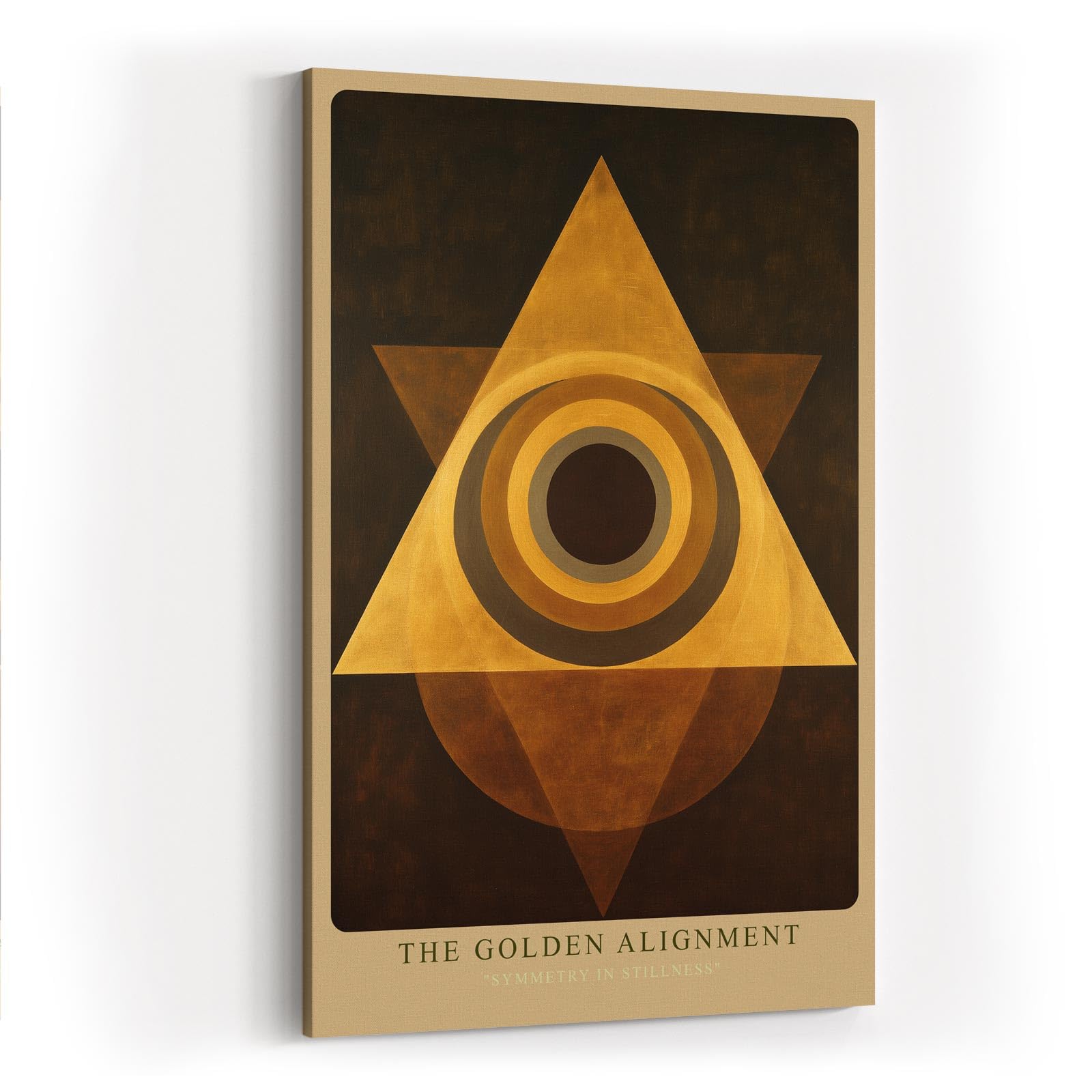 Paul Sinus Wandbild in 40x60cm The Golden Alignment Abstrakte Geometrie in Gold und Braun mit harmonischer Symmetrie und meditativer Tiefe