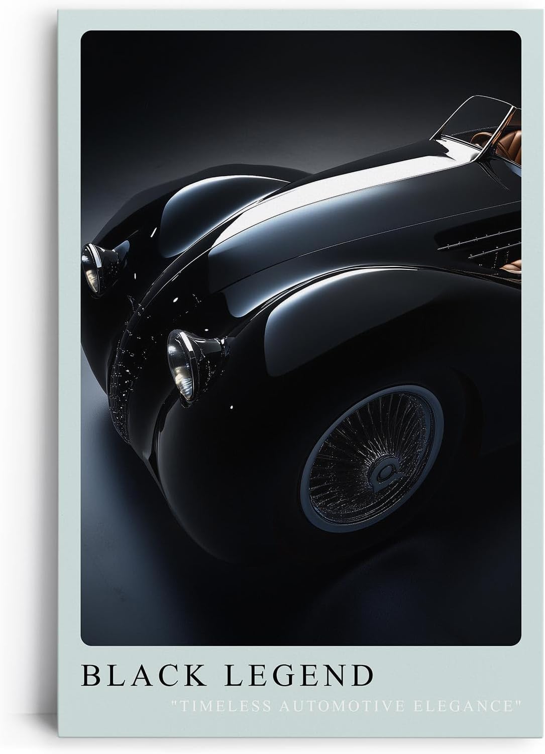 Paul Sinus Leinwandbild 80x120cm Leinwandbild Black Legend klassische Automobilkunst zeitlose Eleganz glänzende Perfektion stilvolle Ästhetik Luxusauto
