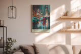 Paul Sinus Wandbild in 40x60cm The Girl in the Red Coat Impressionistische Stadtszene mit Frau im roten Mantel im nächtlichen Times Square
