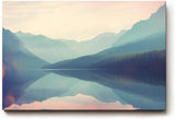 Sinus Art Wandbild 120x80cm Sanfte Pastellfarben treffen auf spiegelglatten See mit Bergpanorama