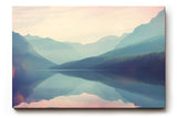 Sinus Art Wandbild 120x80cm Sanfte Pastellfarben treffen auf spiegelglatten See mit Bergpanorama